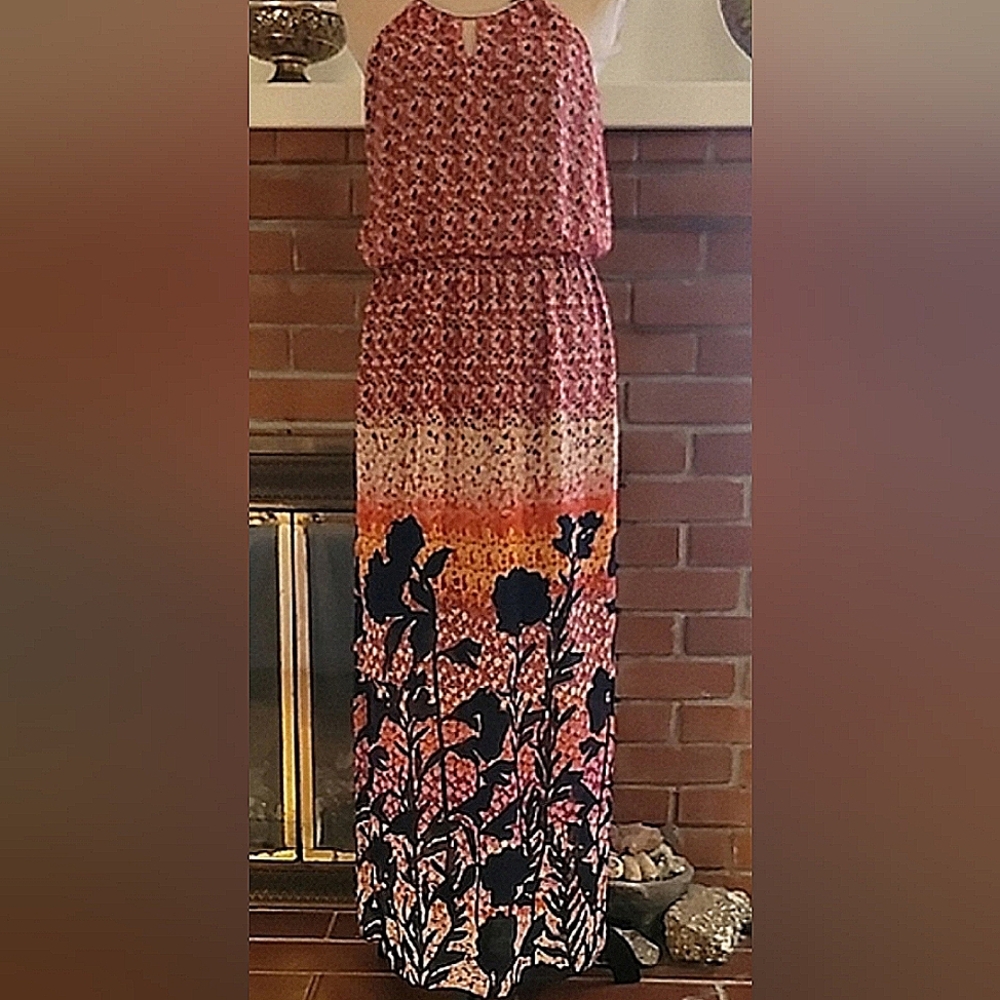 Enfocus Studio Pink Sundress Halter Sleeveless Resort Wear Maxi